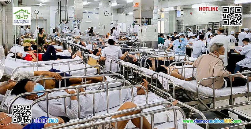 Dịch vụ chăm sóc người bệnh tại bệnh viện Chợ Rẫy 2 Cảnh đông đúc tại bệnh viện Chợ Rẫy
