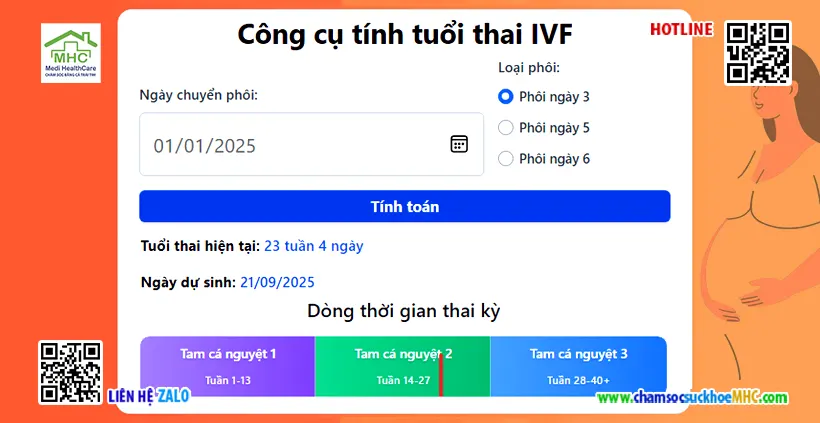 Công cụ tính tuổi thai IVF online: Bản quyền nội dung thuộc về Medi Health Care ®